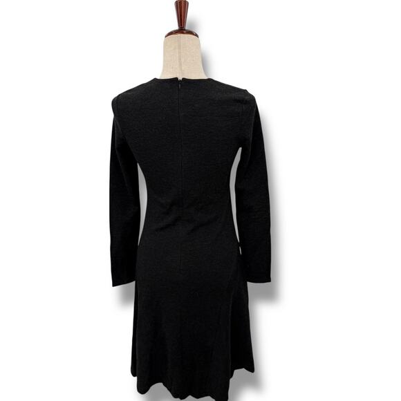 Theory Gray Wool dress Size 6 Long Sleeve Graphite Heather Fit & Flare EUC - Picture 7 of 9